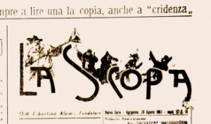 Il frontepsizio del giornale La Scopa. Immagine tratta da www.infoagrigento.it