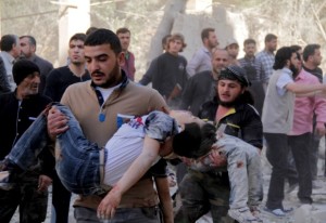 Siria scuola bombardata da russi e Assad vicino Aleppo. Foto tratta dal sito online del The Guardian