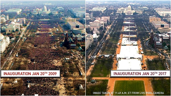 Folla inaugurazione Obama e Trump a confronto_M