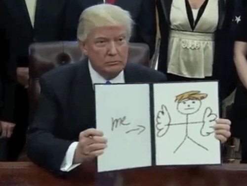 Donald il Coatto mostra un autoritratto.