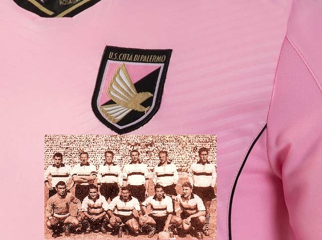 Maglia Palermo 2016-2017 zoom con squadra 1950-51