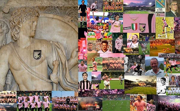 Patrimonio Palermo calcio Achille con scudetto del Palermo e collage storico di Gabriele Bonafede M