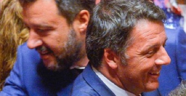Crese il centrodestra Salvini e Renzi foto Tg La 7 ottobre 2019 M