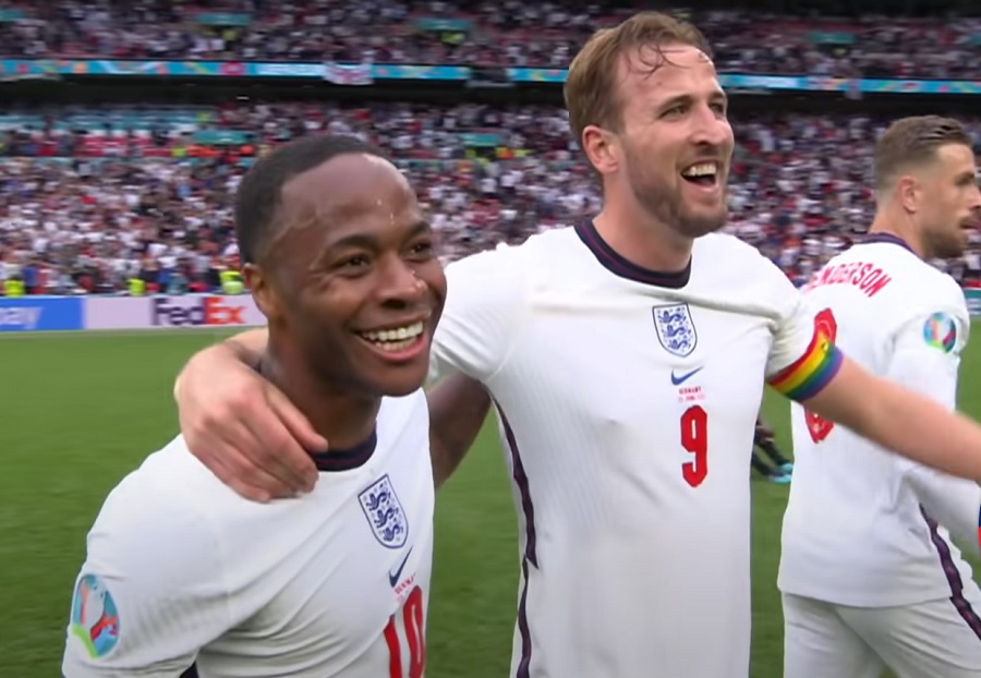 England Euro 2020 Sterling and Kane with pride flag 2 M